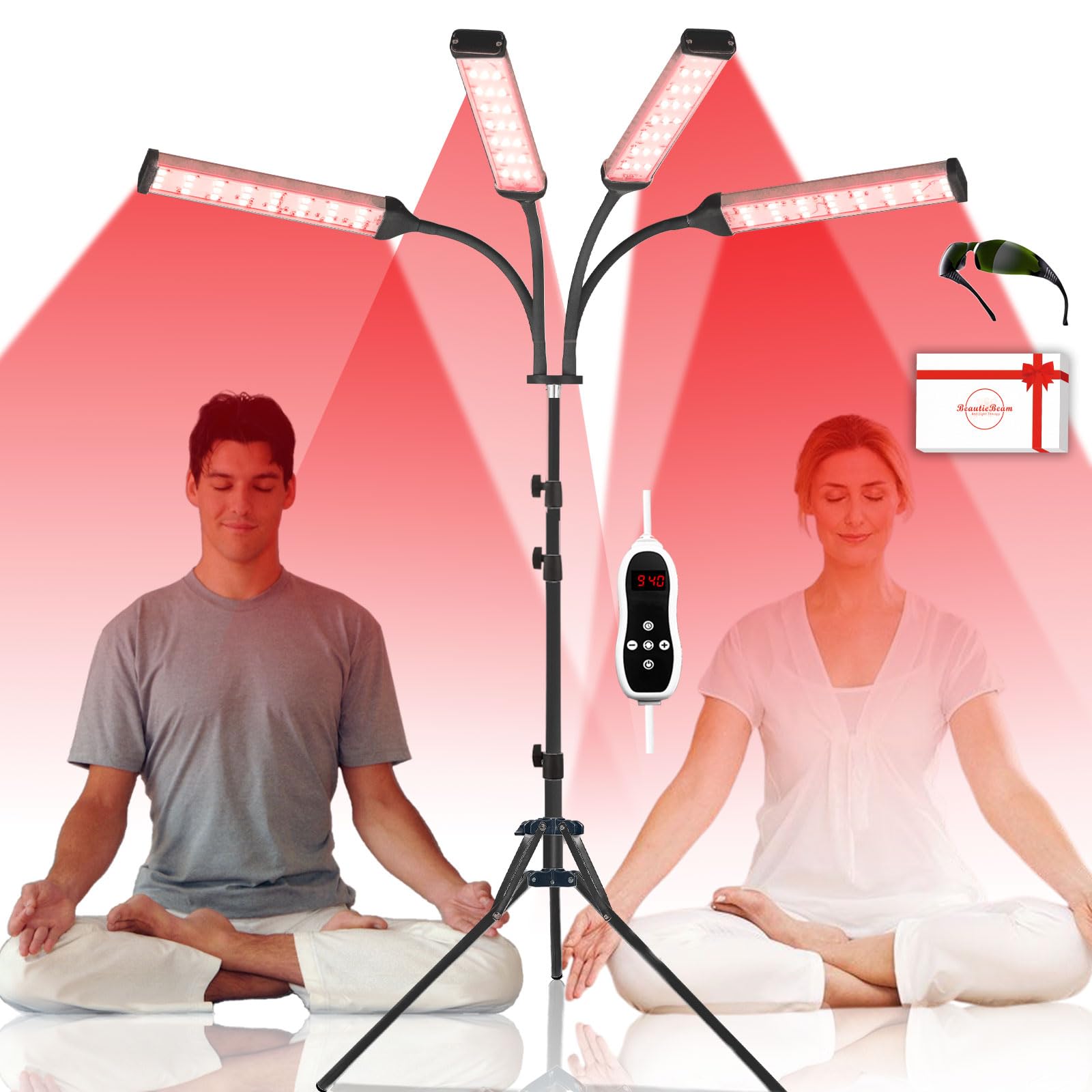 beautiebeam Red Light Therapy Lamp for Body Treatment with Adjustable Height Stand 660nm 850940nm - Alleviate Muscle Soreness4head B